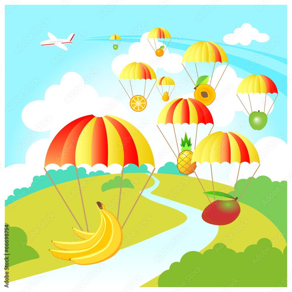 Fototapeta premium fruit skydive