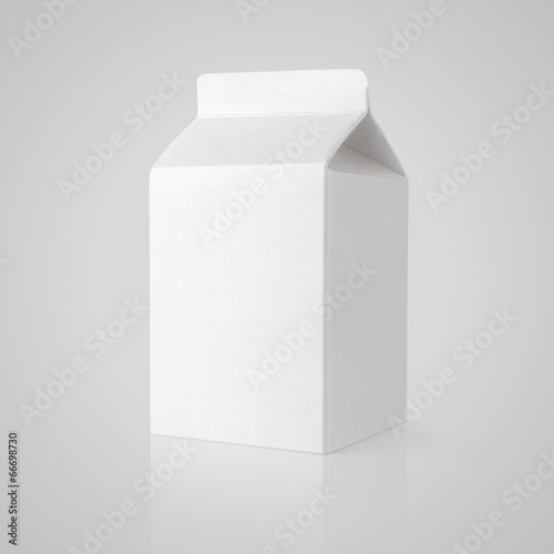 White blank milk carton package on gray with clipping path