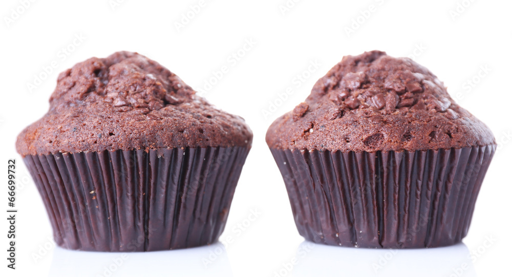 Chocolate muffins isolated on white Chocolate muffins isolated on white