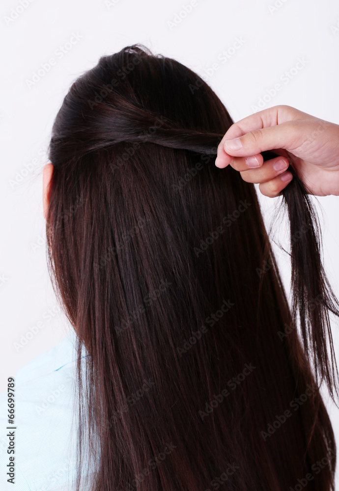 Creating hairstyles hairdresser close-up Creating hairstyles hairdresser close-up