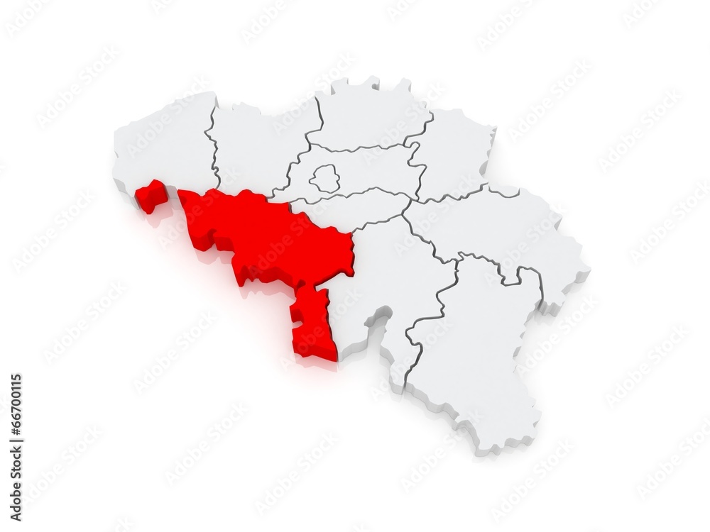 Map of Hainaut. Belgium.