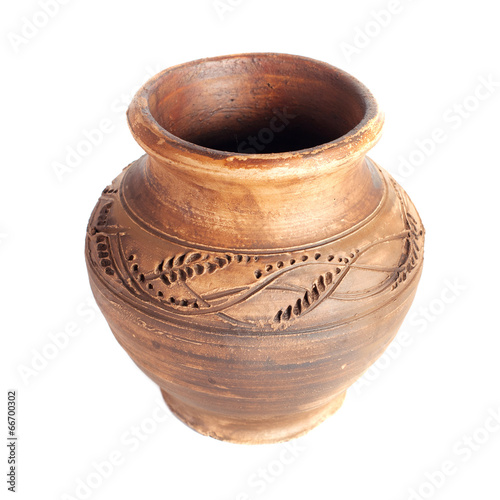 Ceramic pot on the white background