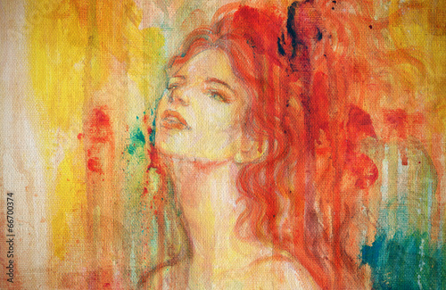 abstract  watercolor ,woman portrait