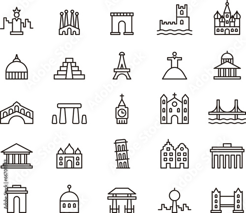 Monuments icon set