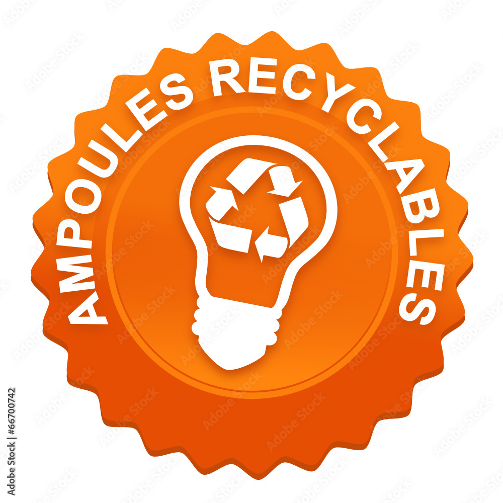 ampoules recyclables sur bouton web denté orange ampoules recyclables sur bouton web denté orange