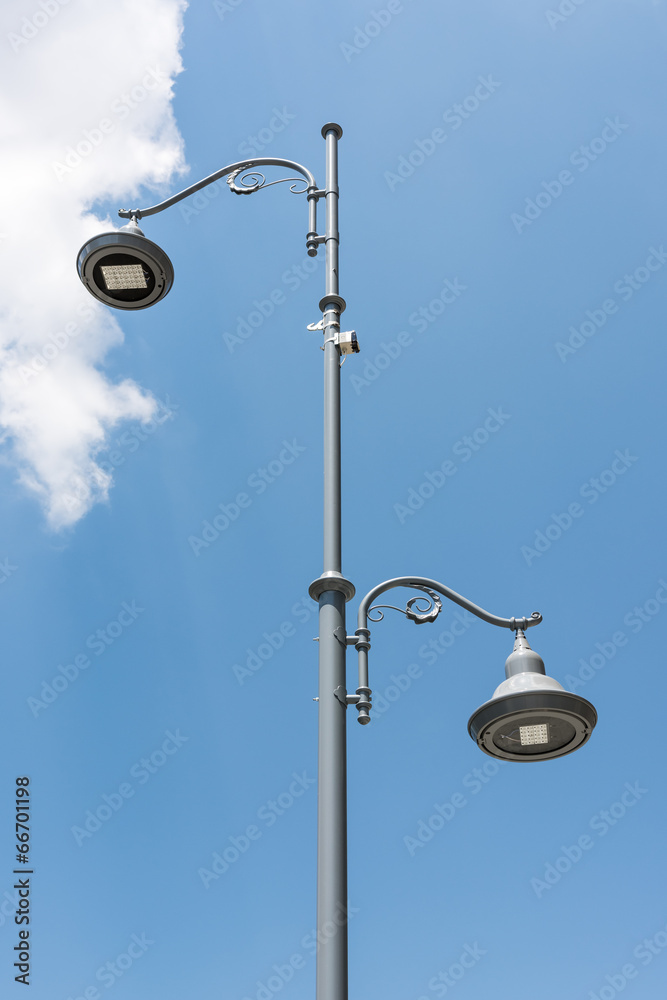 Street Light Pole Against Blue Sky Street Light Pole Against Blue Sky