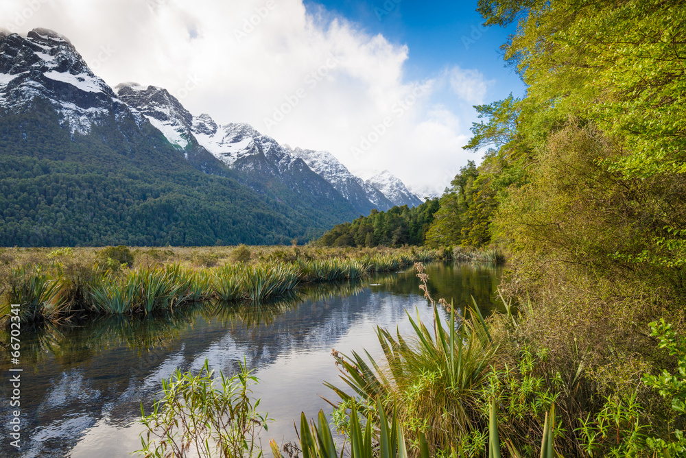 Mirror Lake, Milford Road, New Zealand