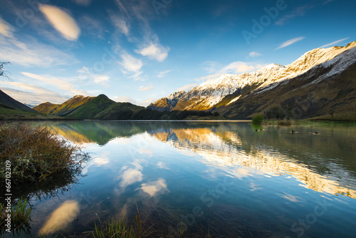 Sunrise and Reflection View of Moke Lake near Queenstown New Zea © kantae