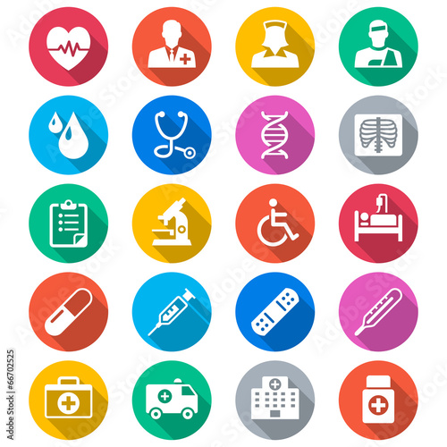 Health care flat color icons