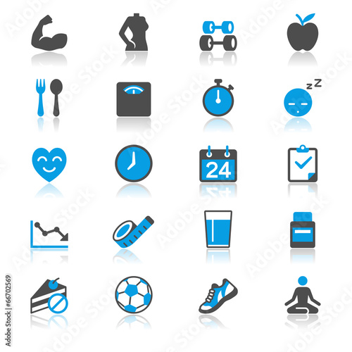 Health care flat with reflection icons