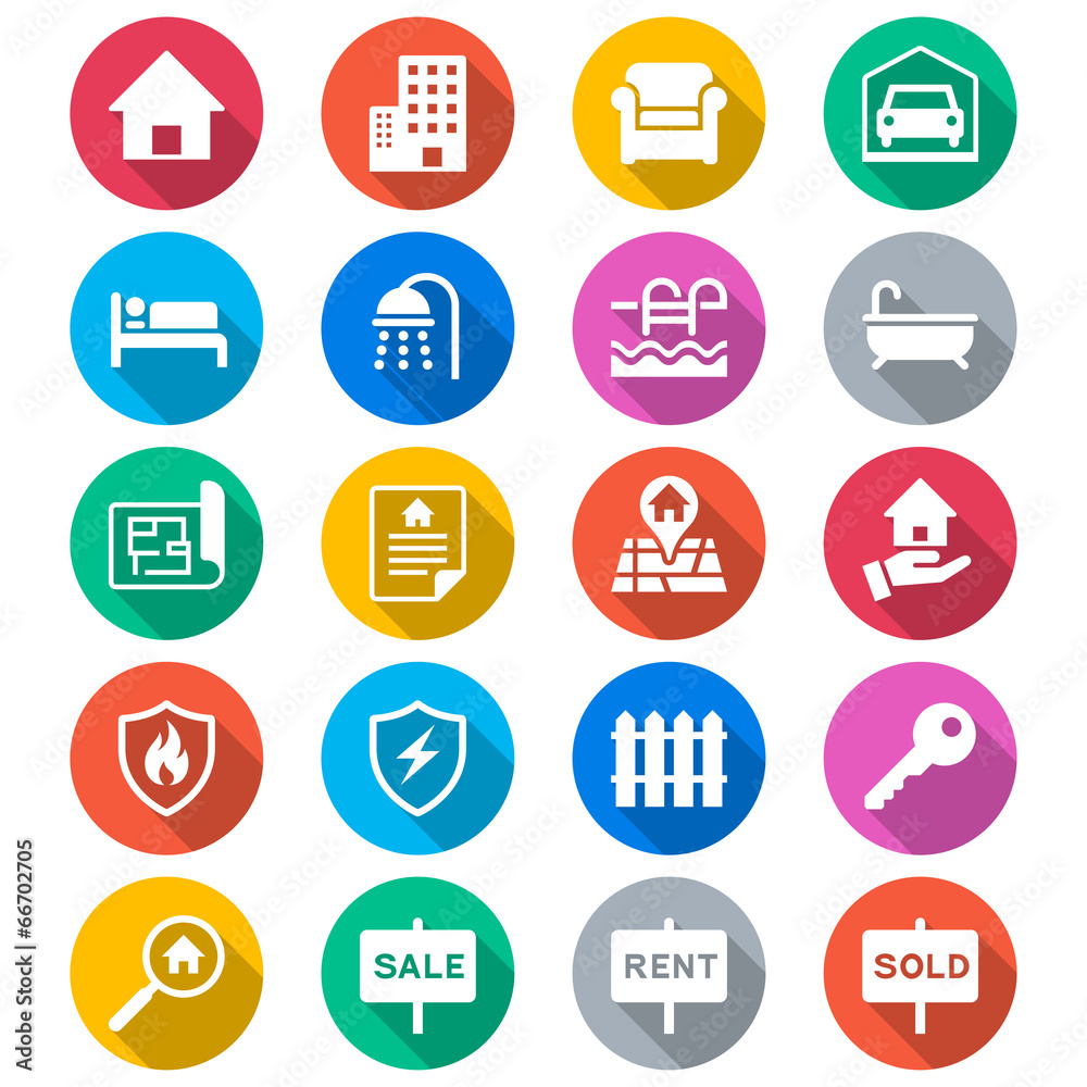 Real estate flat color icons Real estate flat color icons