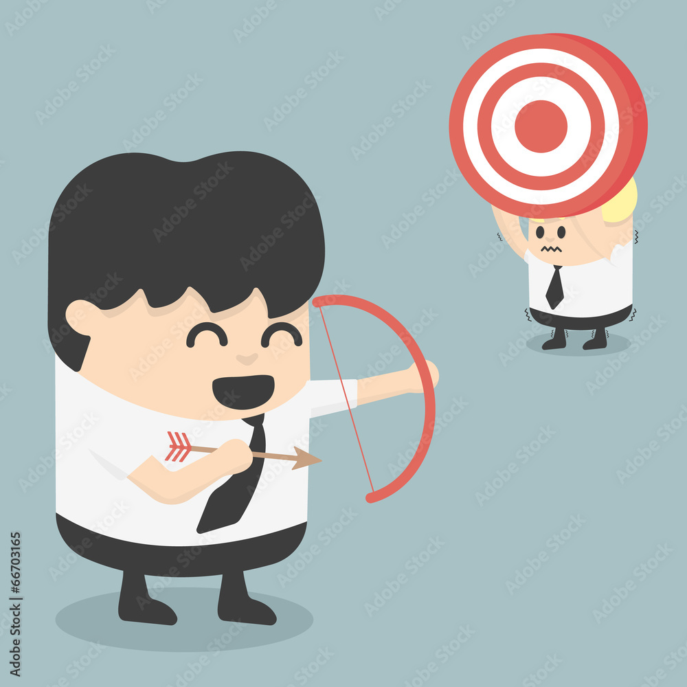 Businessman shooting target with a bow eps.10 Businessman shooting target with a bow eps.10