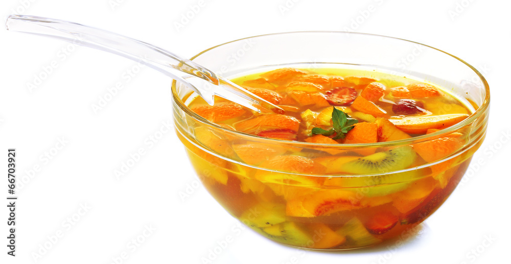 punch in glass bowl, isolated on white punch in glass bowl, isolated on white