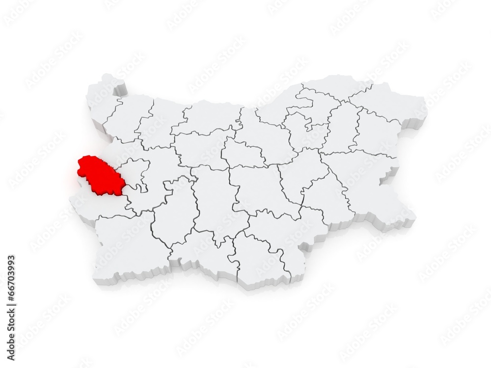 Map of Pernik region. Bulgaria.