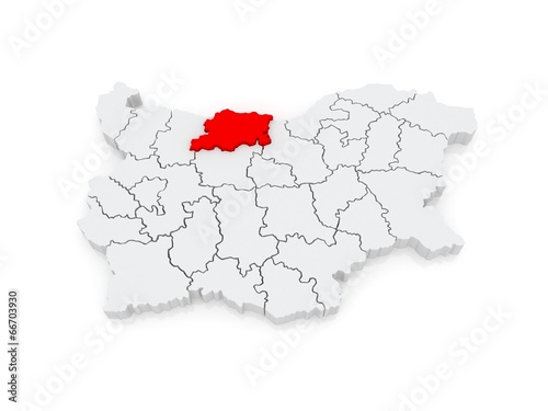 Map of Pleven region. Bulgaria.