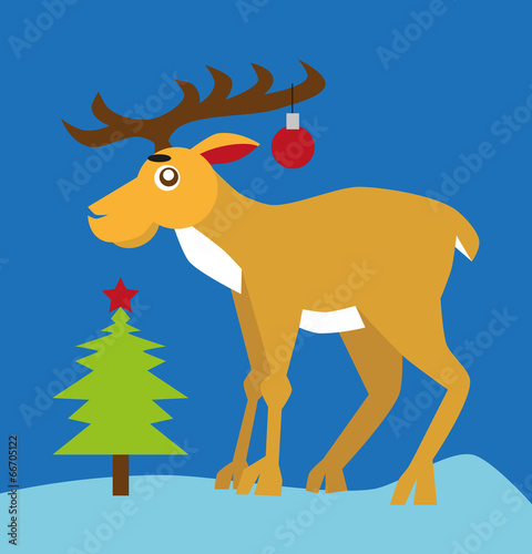 Reindeer and Christmas tree