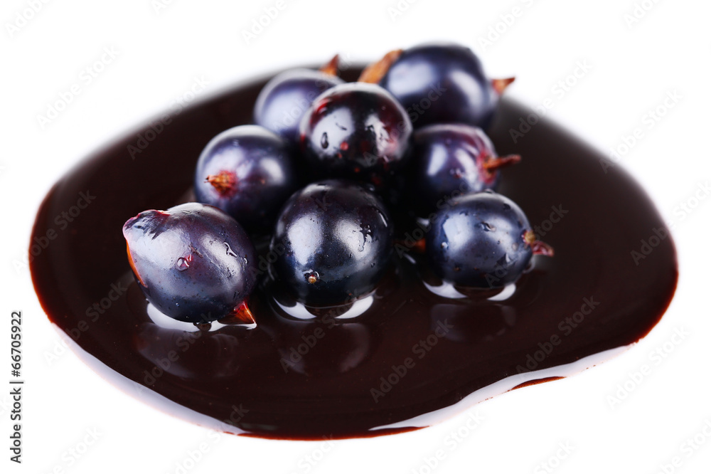Berries in chocolate sauce isolated on white Berries in chocolate sauce isolated on white