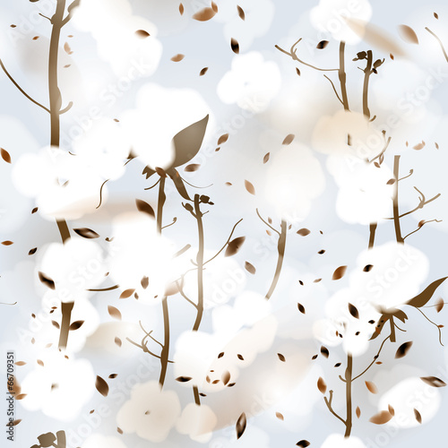 COTTON / Seamless pattern with fluffy flowers