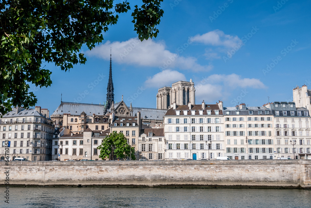 Naklejka premium Quai et Notre Dame de Paris
