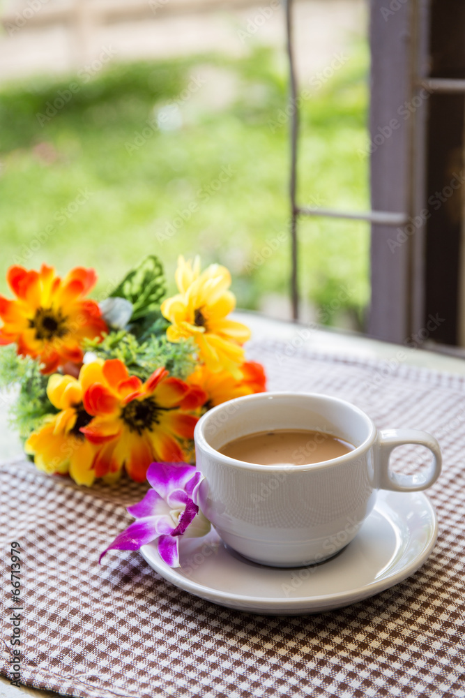 Cup of coffee on a table Cup of coffee on a table