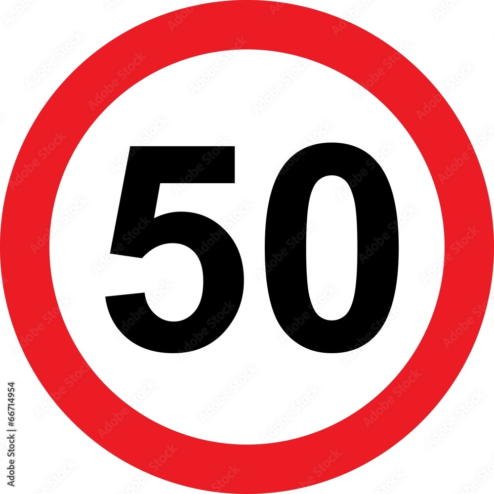50 speed limitation road sign