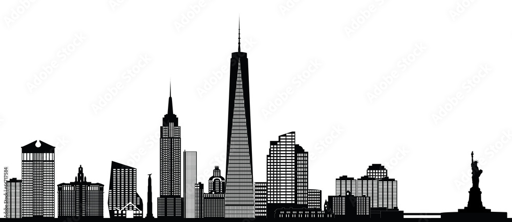 new york city skyline - obrazy, fototapety, plakaty 