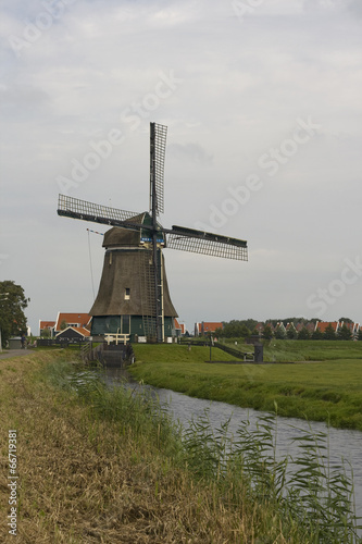 Traditional Dutch windmill, near Volendam, Netherlands