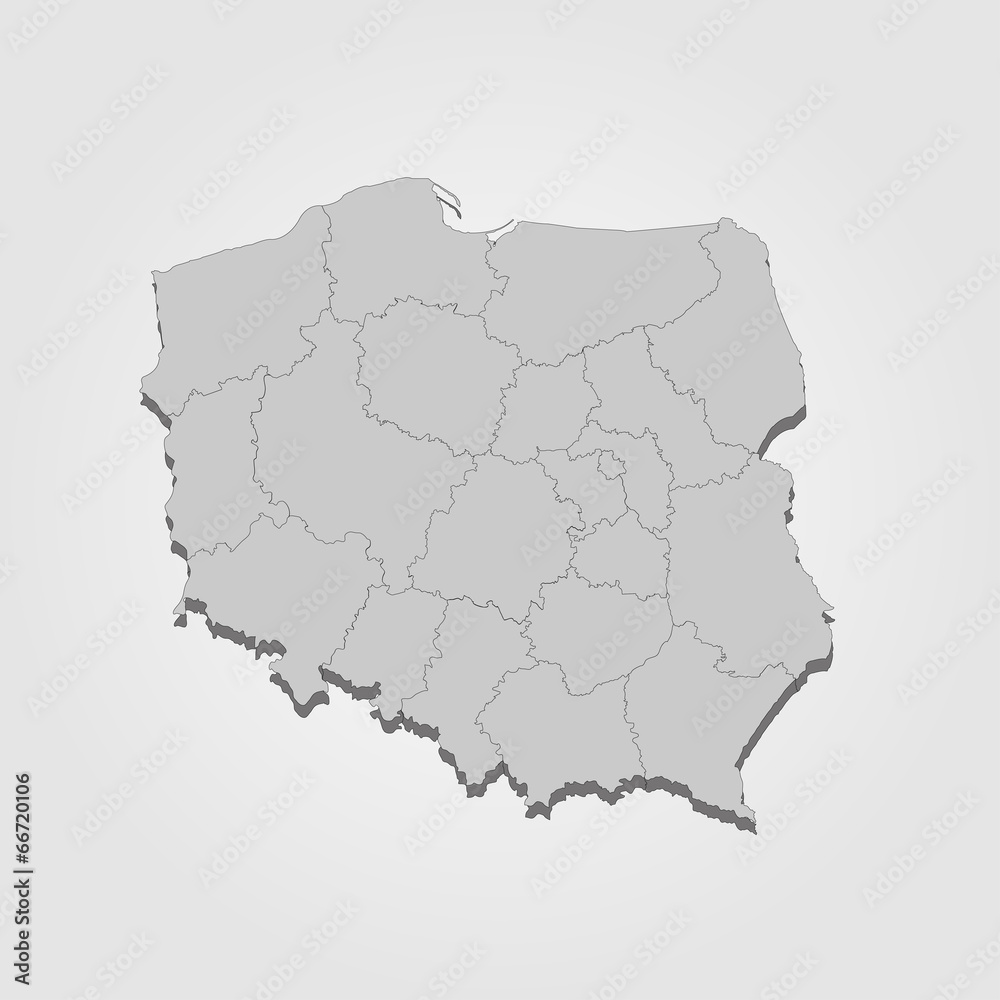 Landkarte Polen in grau - obrazy, fototapety, plakaty 