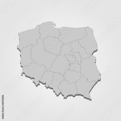 Landkarte Polen in grau
