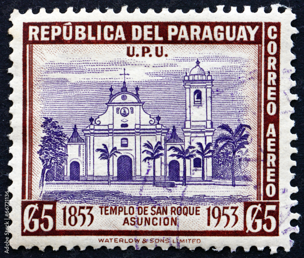 Postage stamp Paraguay 1954 Church of San Roque, Asuncion