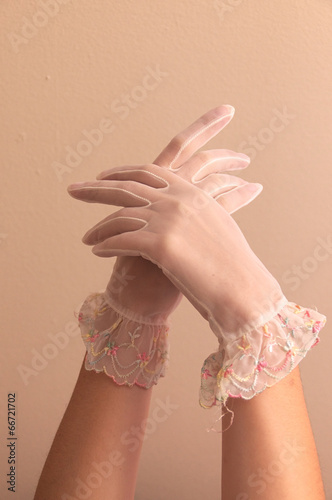female hands modeling vintage lace gloves © Stephen Orsillo