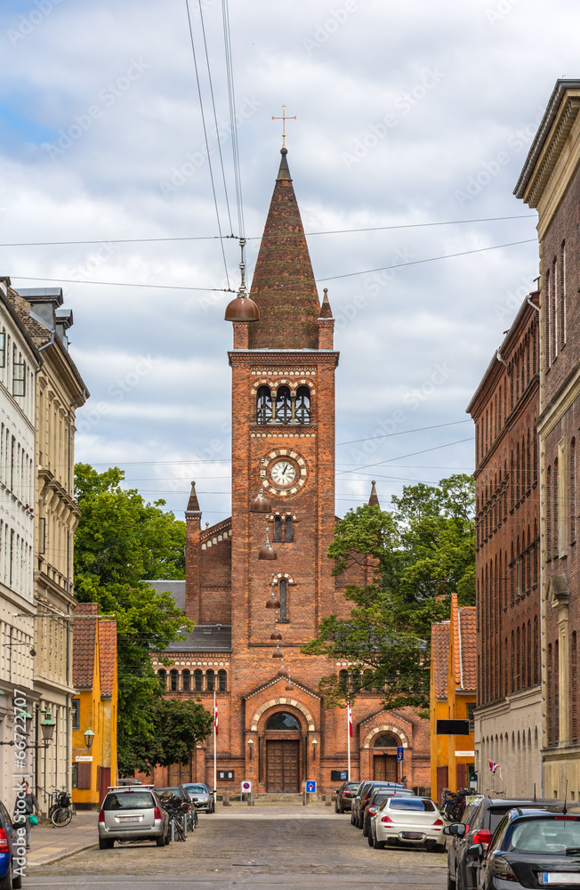 View of Sankt Pauls Kirke in Copenhagen, Denmark