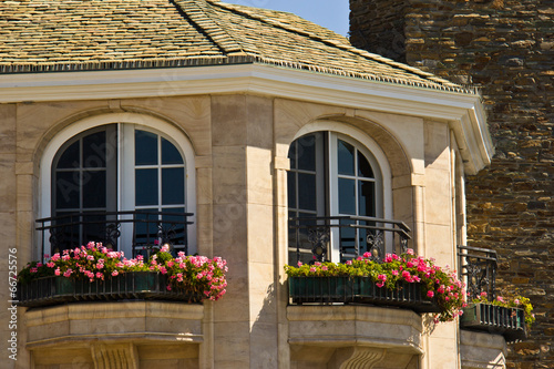 Bild auf Leinwand Balcony with flower boxes