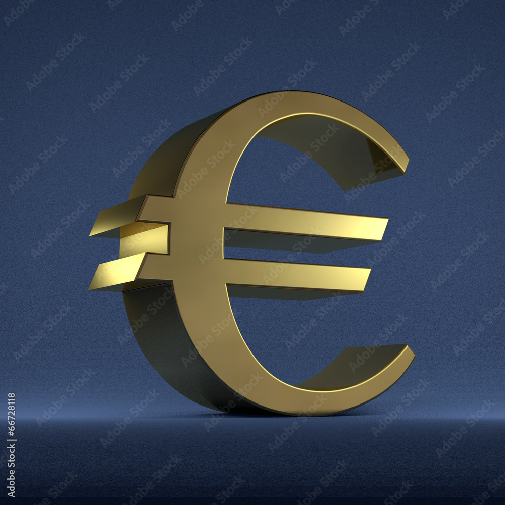 Fototapeta premium Golden euro sign on blue