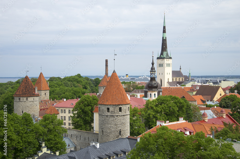 Fototapeta premium Облачный летний день в старом Таллине