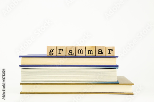 grammar word on wood stamps and books