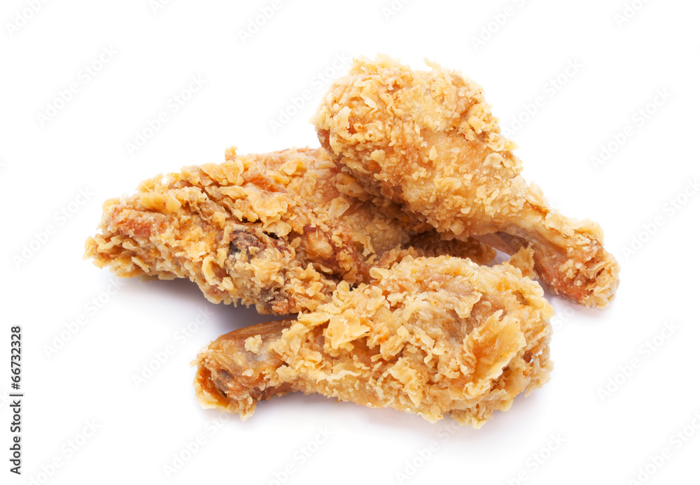 crispy fried chicken on white background crispy fried chicken on white background