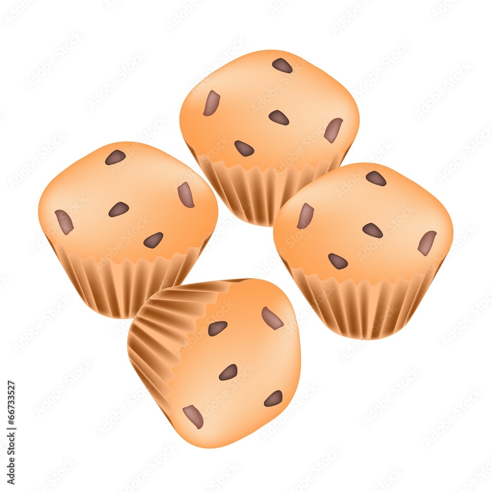 Stack of Thai Muffins with Raisins on White Background