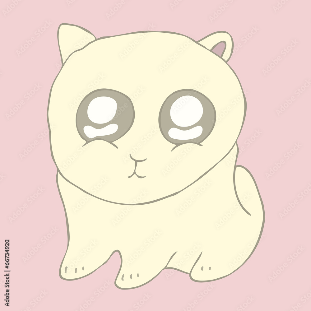 cute cartoon cat (kitten) vector illustration, hand drawn cute cartoon cat (kitten) vector illustration, hand drawn