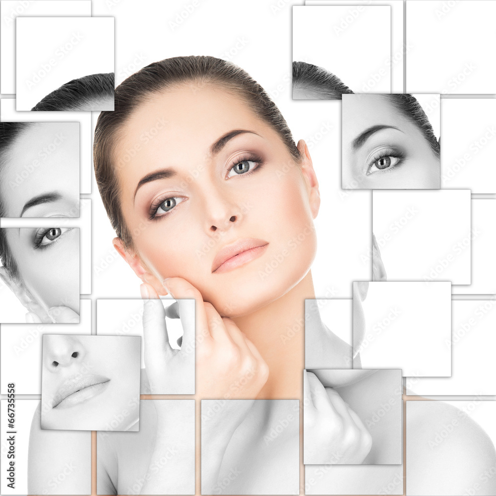 Fototapeta premium Collage portrait of a beautiful and healthy girl