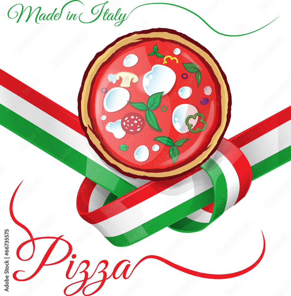 italian pizza on ribbon flag italian pizza on ribbon flag