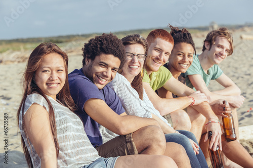 Multiracial Group of Friends at Beach
