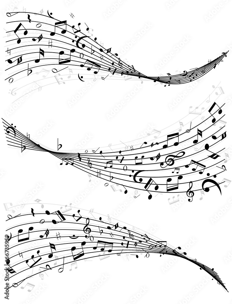 Naklejka premium Wavy lines of music notes