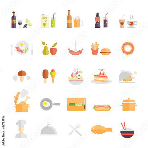 Large set of food and beverage icons