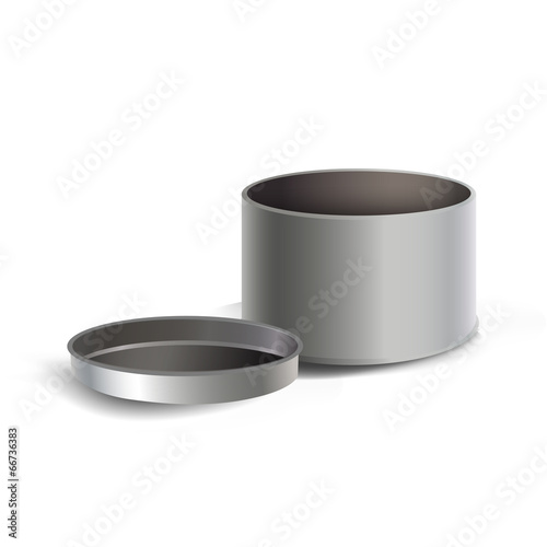 Empty steel box isolated over white
