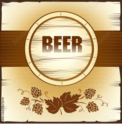 beer keg with hop for label, package