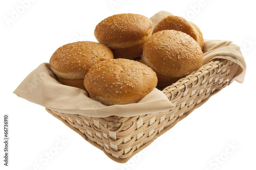Scrumptious baked buns in basket