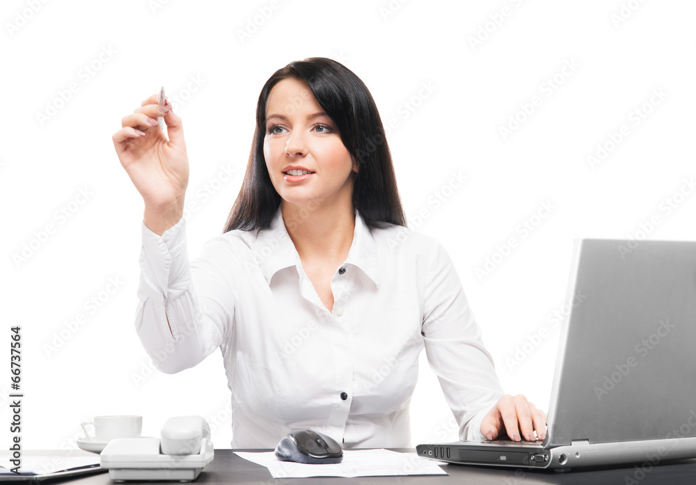 Young and attractive businesswoman working in office Young and attractive businesswoman working in office