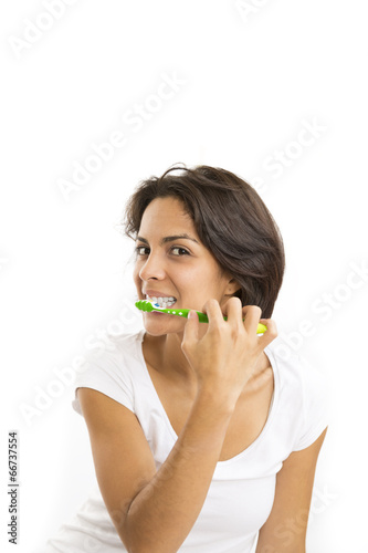 Attractive Woman Brushing Teeth