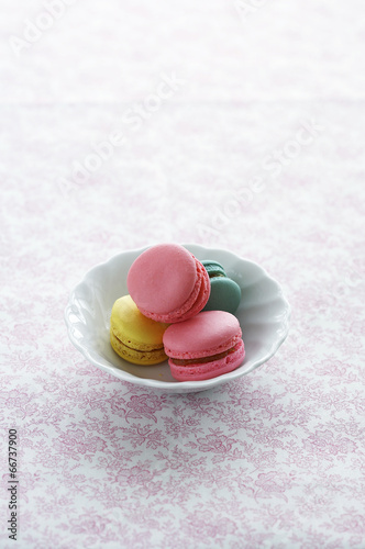 close up macaroon in white cup